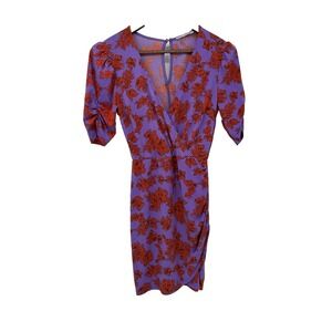 All in Favor Ruched Wrap mini dress stretch bloomcore fairy puff sleeve spring S